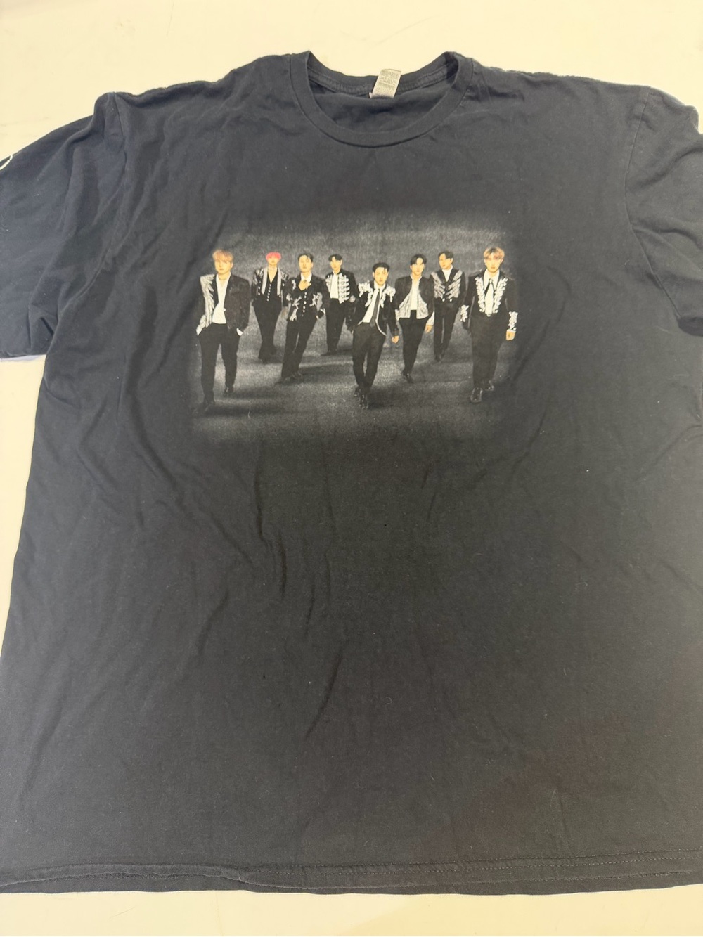 Ateez tour Black Graphic T-Shirt featuring Group Print